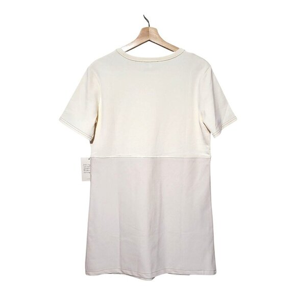 Böhme Womens L Cream Two-Tone Short Sleeve Dress With Lace Trim Detail New - Picture 6 of 9